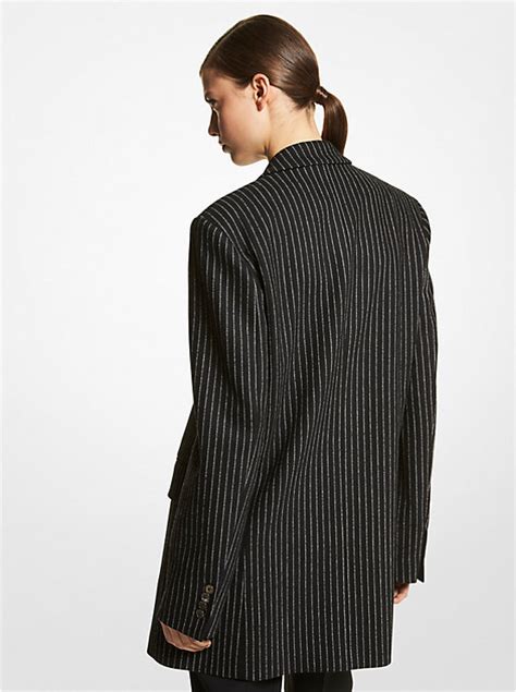 michael kors 147476|Metallic Pinstripe Stretch Wool Boyfriend Blazer .